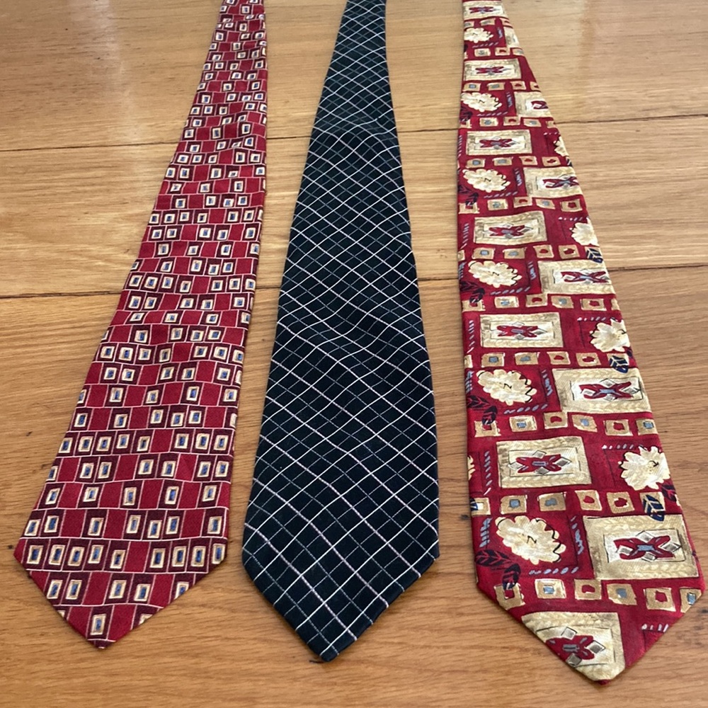 Lot of 3, Vintage, Mark Alexander, PerryEllis, Pierre Cardin, Silk Necktie